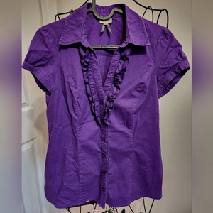 Ruffle cotton‎ short sleeve blouse